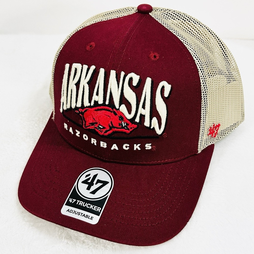 Arkansas Razorbacks '47 Brand Arid Trucker Hat Cap Snapback Adjustable Red NCAA